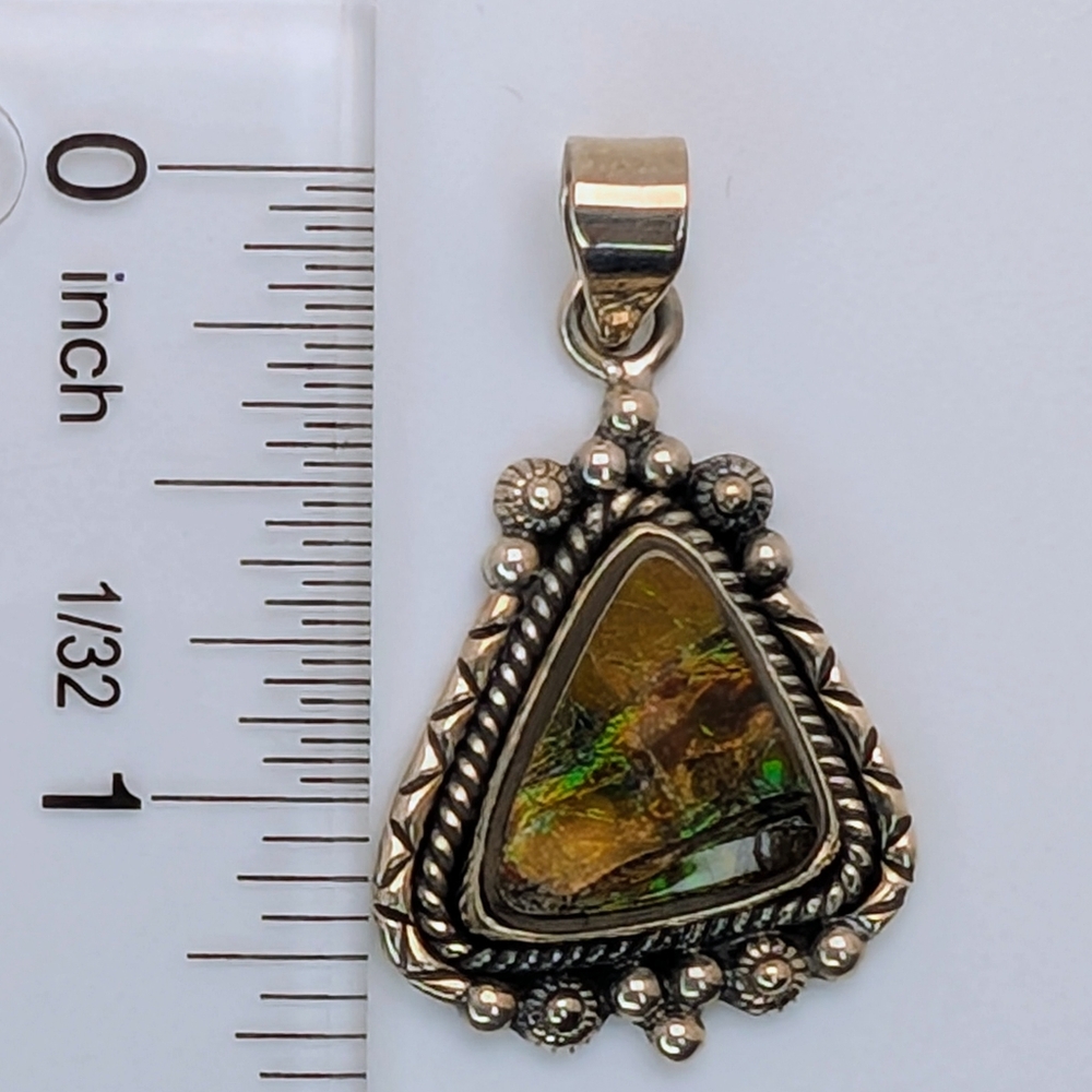 Natural Ammolite S925 Sterling Silver Pendant - Picture 3 of 4